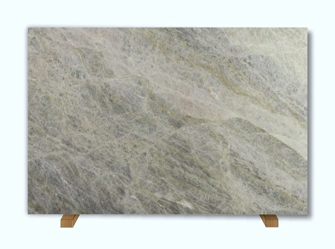 Blue Taj quartzite slab on the easel