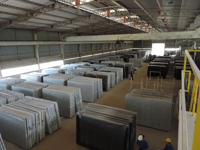 Slabs stored in the Riva Stones warehouse